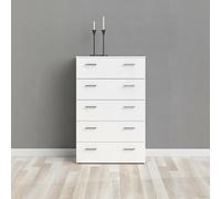 Dmora - Cassettiera Elise, Settimino multiuso, Comò camera da letto, Mobile con cassetti, 74x36 h114 cm, Bianco