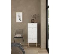 Dmora - Cassettiera Genevieve, Settimino Multiuso, Comò Camera da Letto, Mobile con cassetti, 50x39 h120 cm, Bianco