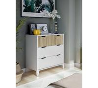 Dmora - Cassettiera Gromore, Settimino multiuso, Comò camera da letto, Mobile con cassetti, 71x40 h76 cm, Bianco e Rovere