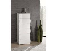 Dmora - Cassettiera Matteo, Settimanale a 6 cassetti, Comò per camera da letto, 100% Made in Italy, cm 50x40h122, Bianco lucido