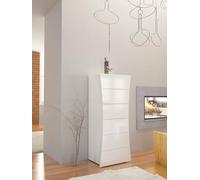 Dmora - Cassettiera Michele, Settimanale 6 cassetti, Comò per camera da letto, 100% Made in Italy, cm 50x40h122, Bianco lucido
