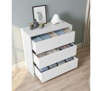 Dmora - Cassettiera Newport, Settimanale a 3 cassetti, Mobile Comò basso per interno armadio, Settimanale moderno, 60x44h57 cm, Bianco