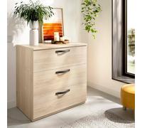 Dmora - Cassettiera Peres, Settimanale per camera da letto, Comò con 3 cassetti, 70x45h72 cm, Rovere