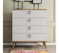Dmora - Cassettiera Sualocin, Settimino Multiuso, Comò Camera da Letto, Mobile con cassetti, 80x45 h91 cm, Quercia e Bianco
