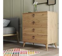 Dmora - Cassettiera Sualocin, Settimino Multiuso, Comò Camera da Letto, Mobile con cassetti, 80x45 h91 cm, Quercia