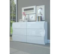 Dmora - Cassettiera Tyler, Settimanale 6 cassetti, Comò per camera da letto, 100% Made in Italy, Bianco lucido, cm 155x40h82