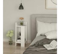 Dmora Comodino Celestia, Comò Basso, Tavolino da Notte, Mensola da Letto, 25x27h60 cm, Bianco, Pannello melaminico 18mm