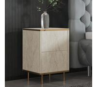 Dmora Comodino Eburonia 40x35x60h cm Beige Marmo Un Ripiano Apertura Battente, Un'anta
