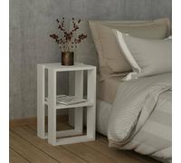 Dmora - Comodino Imai, Comò basso, Tavolino da notte, Mensola da letto, 30x30h55 cm, Bianco