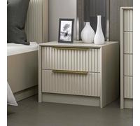 Dmora Comodino Lucida, Comò Basso, Tavolino da Notte, Mensola da Letto, 53x45 h45 cm, Cemento, Pannello truciolare melaminico 18mm