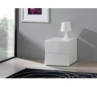 Dmora Comodino Pietro 40x50x41.3h cm Bianco Lucido 2 Cassetti Un Ripiano, Apertura Scorrevole Made in Italy