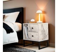 Dmora - Comodino Predazzo, Comò basso, Tavolino da notte, Mensola da letto, 45x30 h50 cm, Marmo e Nero