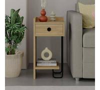 Dmora - Comodino Quilla, Comò Basso, Tavolino da Notte, Mensola da Letto, 32x30 h61 cm, Quercia