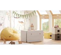 Dmora - Comodino Torun, Comò Basso, Tavolino da Notte, Mensola da Letto, 42x42 h71 cm, Bianco