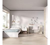 Dmora Composizione Camera da Letto Carpegna 195x96x68h cm Bianco 2 Cassetti Reversibile, Dimensione Materasso 90x190 cm