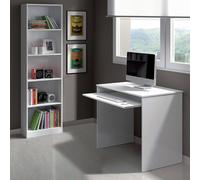 Dmora Composizione Camera da Letto Coram 90x54x79h cm Bianco Reversibile per Cameretta, Misure Elementi Scrivania: 90x54h79, Libreria: 52x25h180 cm