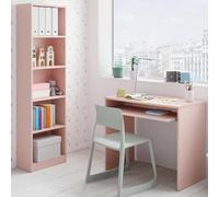 Dmora Composizione Camera da Letto Coram 90x54x79h cm Rosa Reversibile per Cameretta, Misure Elementi Scrivania: 90x54h79, Libreria: 52x25h180 cm