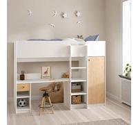 Dmora Composizione Camera da Letto Solenee 203x104x150h cm Bianco un Cassetto Dimensione Materasso 90x200 cm, Compatto Multiuso