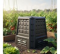 Dmora Compostiera in Polipropilene, Contenitore per rifiuti organici, Biocomposter da 380l, 100% Made in Italy, cm 80x80h82, Colore Nero