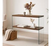 Dmora - Consolle Agena, Tavolo multiuso, Mobiletto d'appoggio, Scrivania da corridoio, 90x30h80 cm, Noce