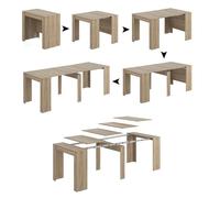 Dmora - Consolle allungabile Compton, Tavolo da pranzo allungabile, Ripiano con allunghe multiuso estensibile fino a 10 posti, 51/237x90h78 cm, Rovere
