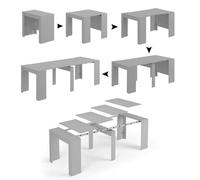 Dmora - Consolle allungabile Compton, Tavolo da pranzo allungabile, Ripiano con allunghe multiuso estensibile fino a 10 posti, 51/237x90h78 cm, Cemento