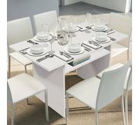 Dmora Lavanda, Tavolo da Pranzo con Apertura a Libro, Consolle Multiuso allungabile, 100% Made in Italy, 120x70h75 cm, Bianco, Pannello melaminico 18mm