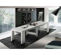 Dmora Consolle Allungabile Martino 90x300x77h cm Bianco Larice Lucido 12 Posti Allungabile, Meccanismo Estensione Allunghe Centrali Made in Italy