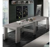 Dmora Consolle allungabile Martino, Consolle allungabile Fino a 12 posti, Tavolo con portallunghe, 100% Made in Italy, cm 51/300x90h77, Marmo Grigio