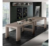 Dmora Consolle Allungabile Martino 90x300x77h cm Marrone Perla 12 Posti Allungabile, Meccanismo Estensione Allunghe Centrali Made in Italy