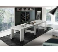 Dmora - Consolle allungabile Martino, Consolle allungabile fino a 12 posti, Tavolo con portallunghe, 100% Made in Italy, cm 51/300x90h77, Bianco lucido Larice