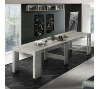 Dmora Martino, Consolle allungabile Fino a 12 posti, Tavolo con portallunghe, 100% Made in Italy, cm 51/300x90h77, Cemento, Pannello melaminico 18mm