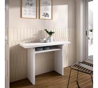 Dmora Consolle allungabile Rodella, Consolle Estensibile ausiliare Multiposizione,Tavolo da Pranzo Pieghevole con Piano abbattibile, 110x33/66h75 cm, Bianco