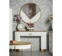 Dmora - Consolle Bergolo, Tavolo multiuso, Mobiletto d'appoggio, Scrivania da corridoio, 121x40 h78 cm, Bianco e Marrone
