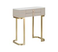 Dmora - Consolle Bolzano, Tavolo multiuso, Mobiletto d'appoggio, Scrivania da corridoio, Crema e Oro, 70x40 h80 cm