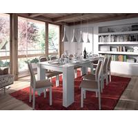 Dmora - Consolle Compton, Tavolo da pranzo allungabile, Tavolo con Allunghe Multiuso Estensibile Fino a 10 posti, 51/237x90h78 cm, Bianco Lucido