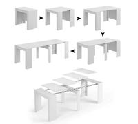 Dmora - Consolle Compton, Tavolo da pranzo allungabile, Tavolo con Allunghe Multiuso Estensibile Fino a 10 posti, 51/237x90h78 cm, Bianco Lucido