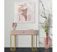 Dmora - Consolle Molave, Tavolo multiuso, Mobiletto d'appoggio, Scrivania da corridoio, 100x40 h75 cm, Rosa e Bianco