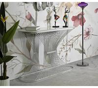 Dmora - Consolle RioDoce, Tavolo multiuso, Mobiletto d'appoggio, Scrivania da corridoio, 120x35 h79 cm, Argento