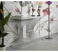 Dmora Consolle RioDoce, Tavolo Multiuso, Mobiletto d'appoggio, Scrivania da corridoio, 120x35 h79 cm, Argento