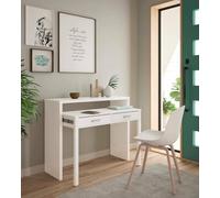 Dmora Consolle scrivania a Scomparsa, con 2 cassetti, 99 x 88 x 36 cm, Bianco, Unico