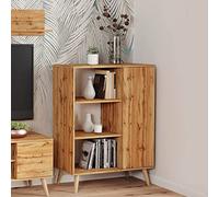 Dmora Credenza a 1 Anta e 2 Ripiani, Buffet con Piedini, Madia da Soggiorno in Stile Scandi, Libreria con scaffali, cm 40x90h116, Colore Acero