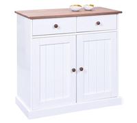 Dmora Credenza a due ante e due cassetti, colore bianco e marrone, cm 90 x 86 x 45.