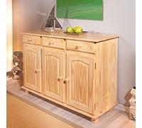 Dmora Credenza a tre ante e tre cassetti, colore marrone, cm 130 x 87 x 43.