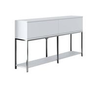 Dmora - Credenza Altair, Buffet da soggiorno, Madia da salotto, Dispensa da cucina, 150x30h80 cm, Bianco e Argento