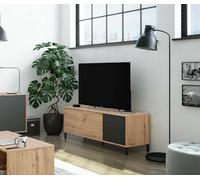 Dmora Credenza Arecibo, Buffet da Soggiorno, Mobile Porta TV, Madia con Piedini per Salotto, Armadio Moderno a 2 Ante, 130x41h47 cm, Rovere Nodi e Antracite