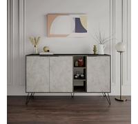 Dmora - Credenza Ashlesha, Buffet da Soggiorno, Madia da Salotto, Dispensa da Cucina, 142x36 h83 cm, Marrone e Azzurro