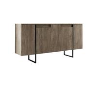Dmora - Credenza Betel, Buffet da soggiorno, Madia da salotto, Dispensa da cucina, 160x35h80 cm, Noce e Nero