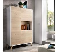 Dmora - Credenza Boario, Buffet alto da soggiorno, Madia moderna da salotto a 3 ante, 81x43h135 cm, Rovere e Bianco