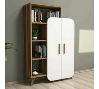 Dmora Credenza Capella, Buffet da Soggiorno, Madia da Salotto, Dispensa da Cucina, 90x32h132 cm, Noce e Bianco